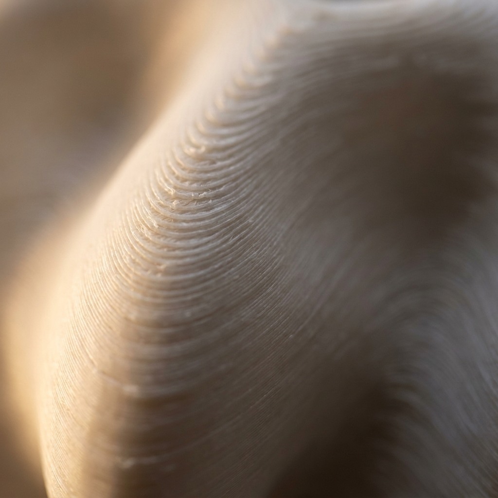Macro detail of spiralled printed layer ridges